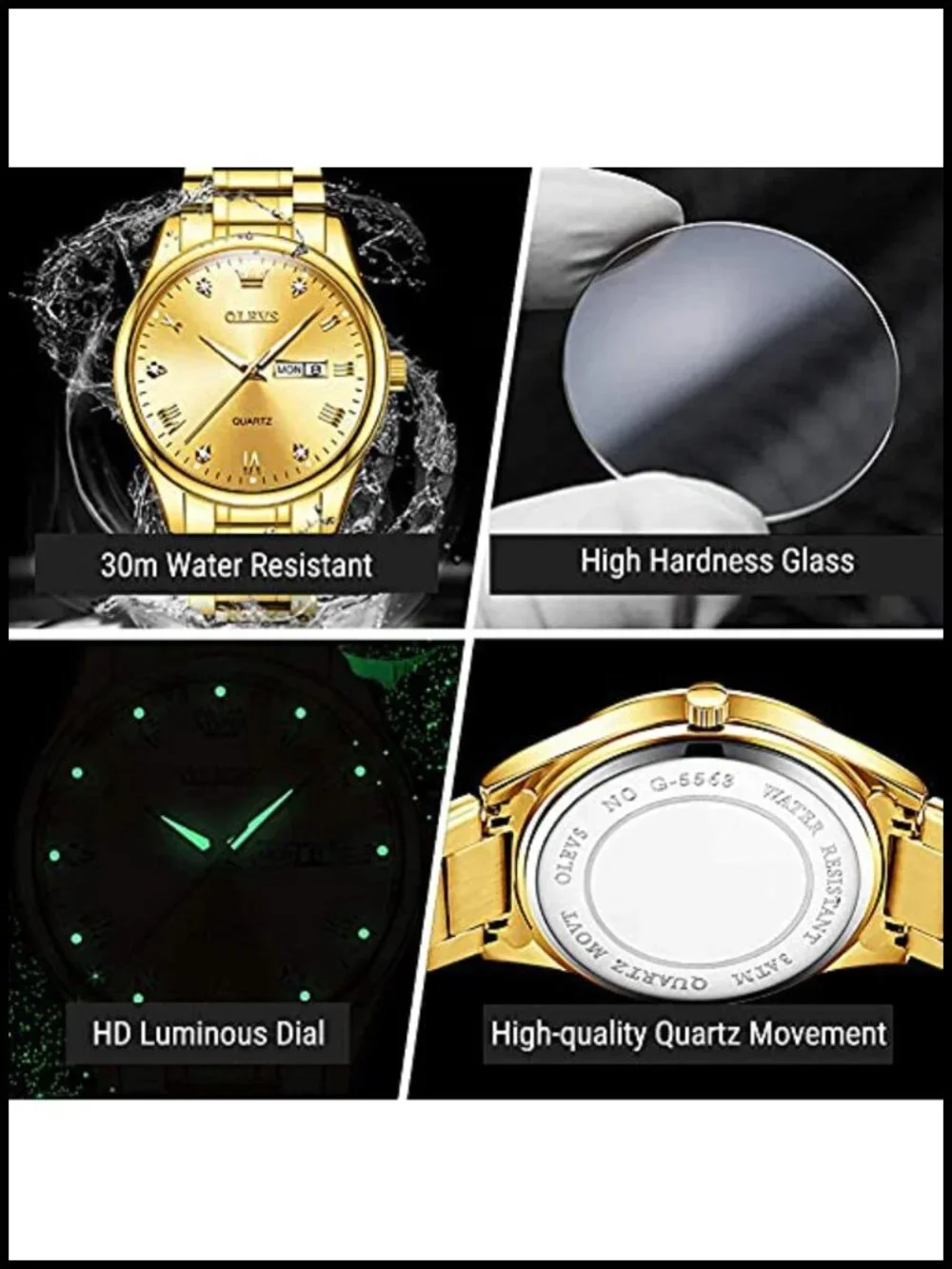 Men's Luxury Stainless Steel Dress Watch Big Face Analog Day-Date Gift